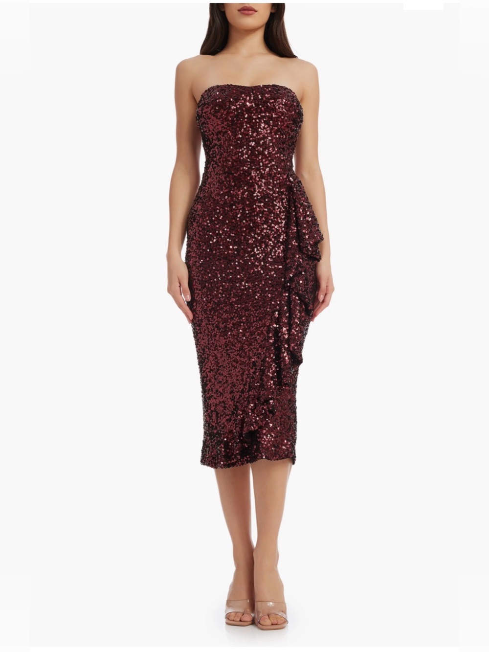 Dress the Population Alexis Sequin Strapless Sheath Dress - Size Small
